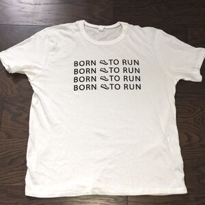 New Soft Cotton Poly White Born To Run Marathon Running T shirt XL mens